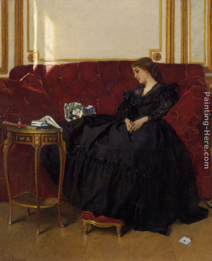 La veuve painting - Alfred Stevens La veuve art painting